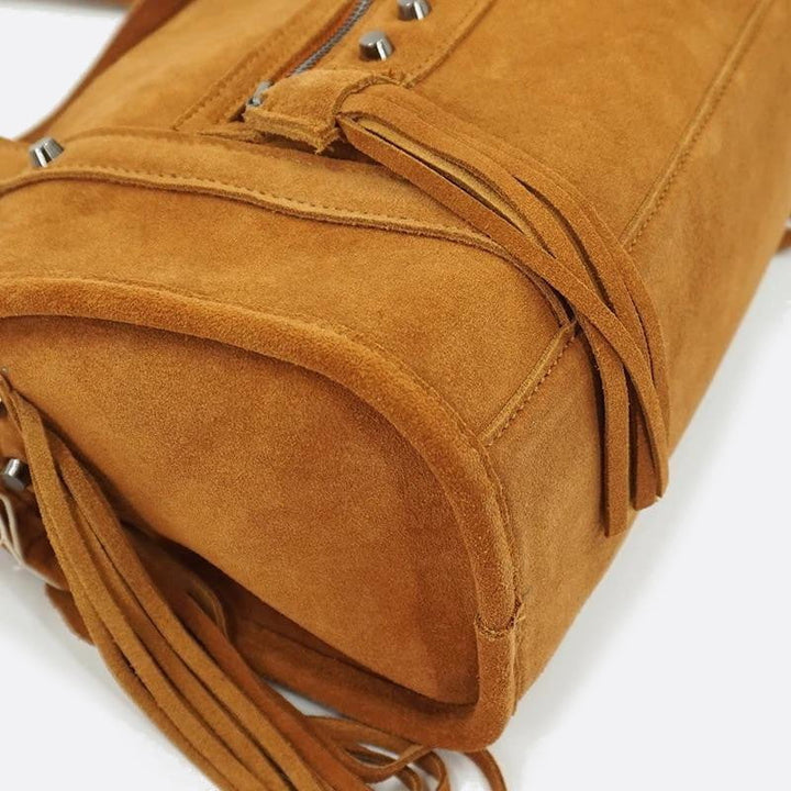 Suede leather handbag
