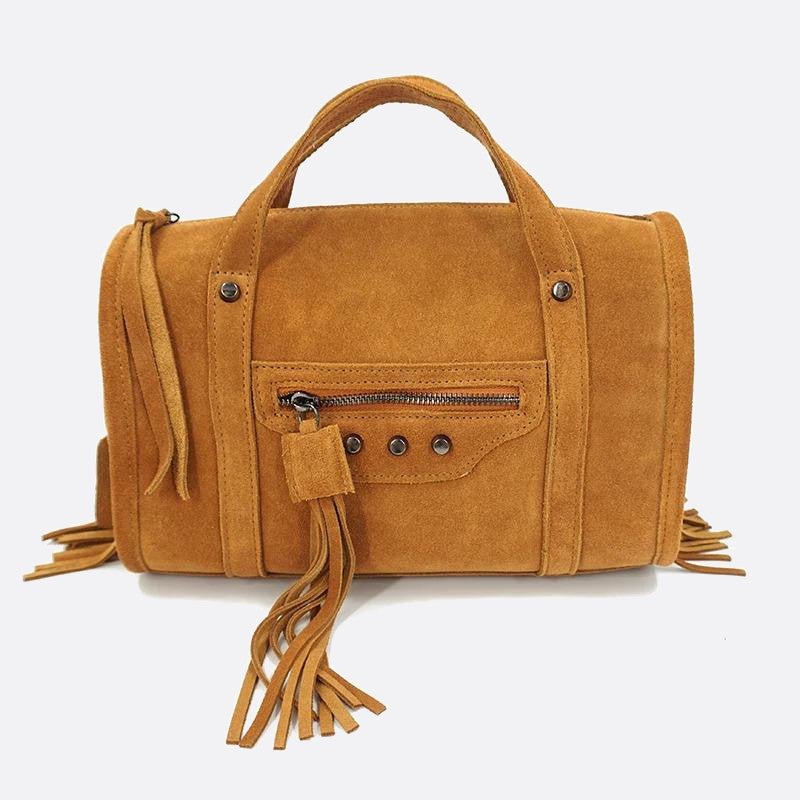 sac à main en cuir daim camel