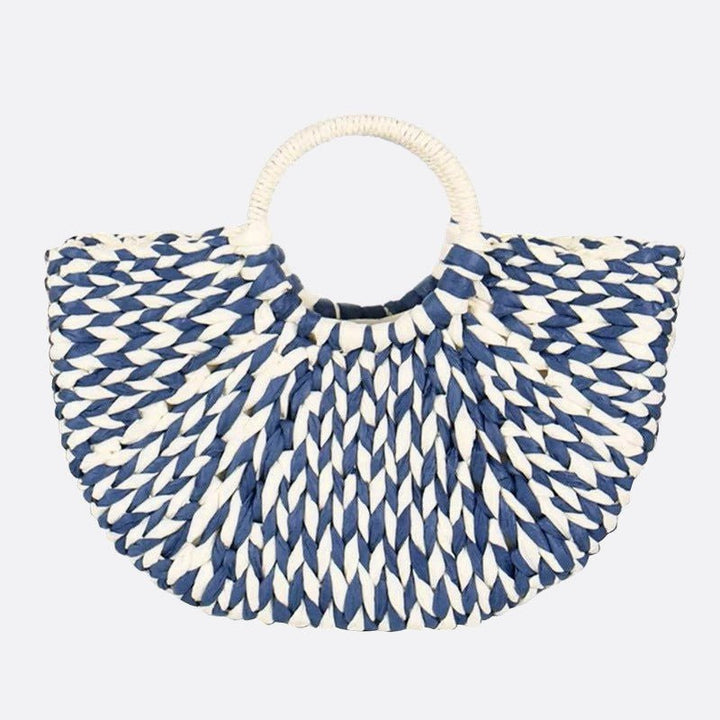 sac en paille bleu et blanc