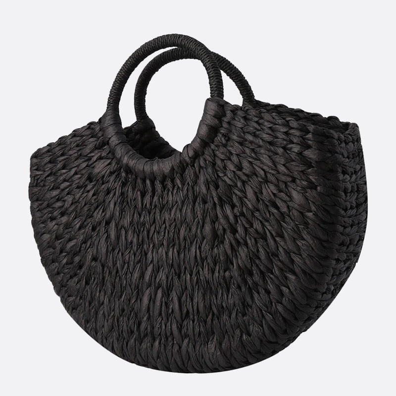 panier paille noir