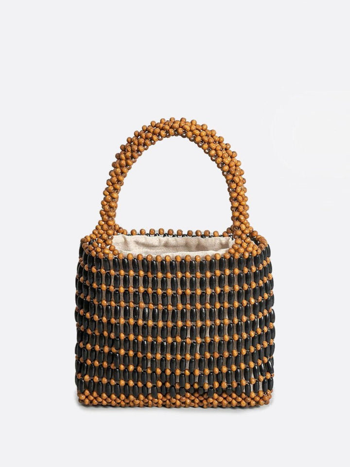 Sac à main en perles de bois marron