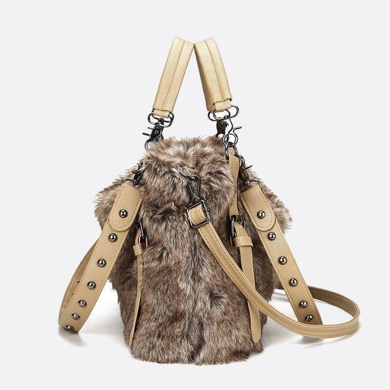 Faux Fur Handbag with Shoulder Strap