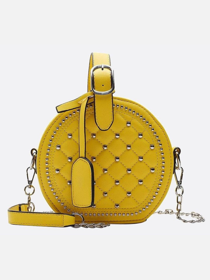 Sac à main rond cuir matelassé jaune