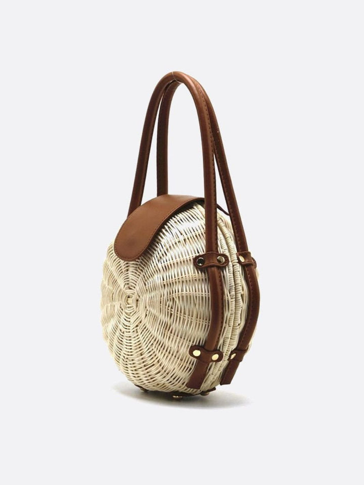 Round rattan handbag