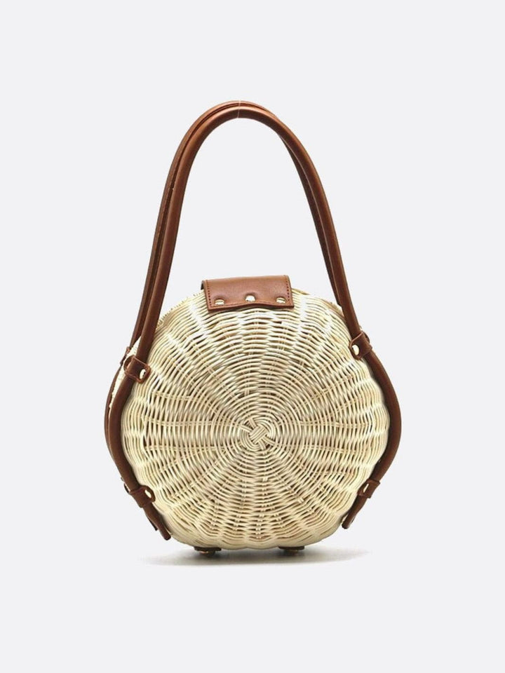 Round rattan handbag