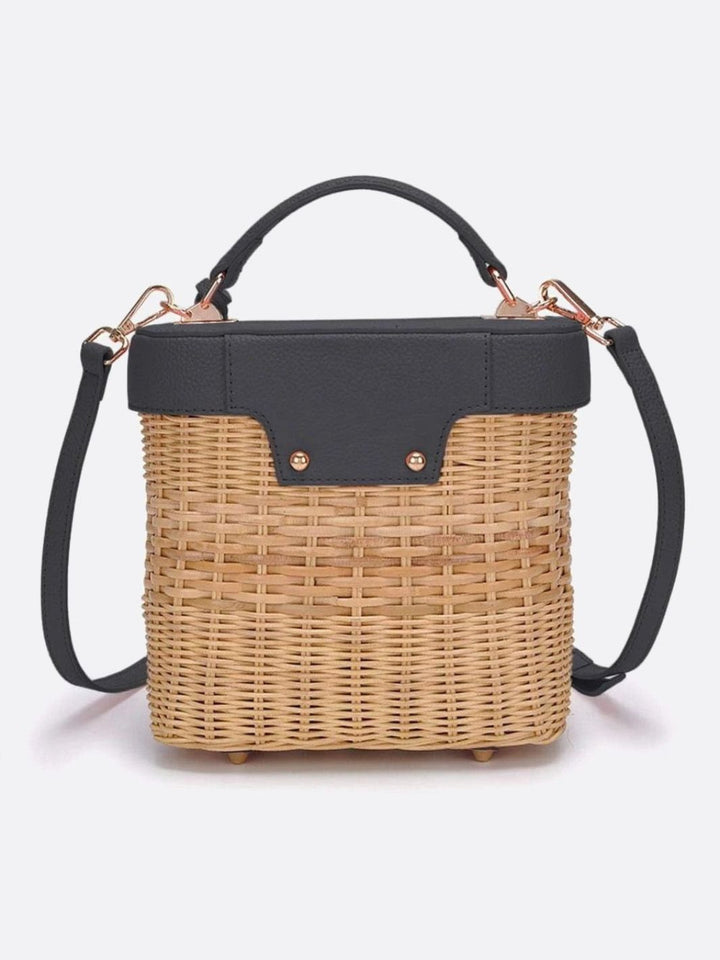 Rectangular rattan handbag