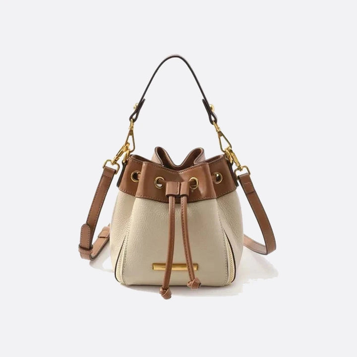 sac à main seau cuir beige