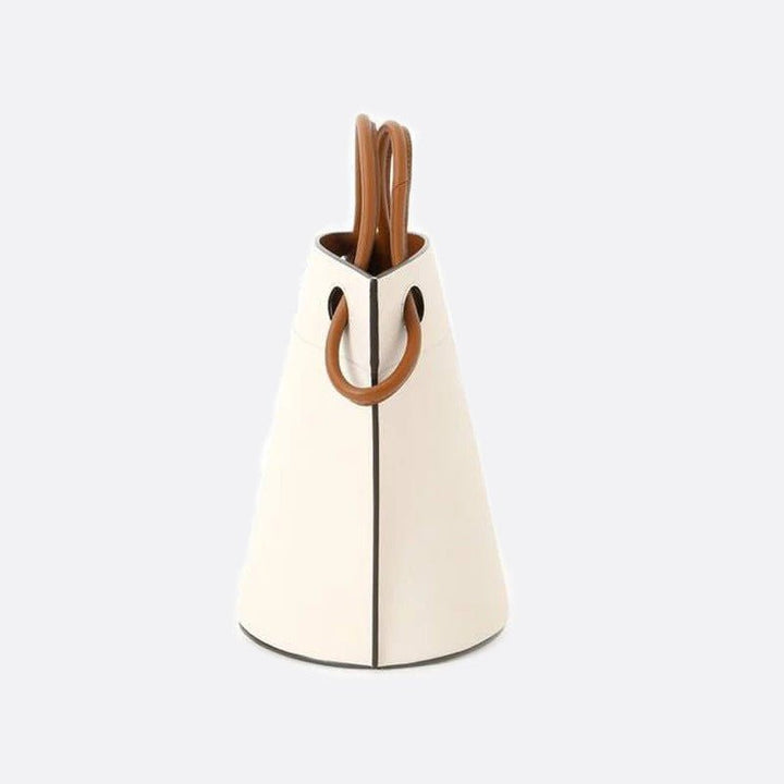 White Leather Bucket Handbag