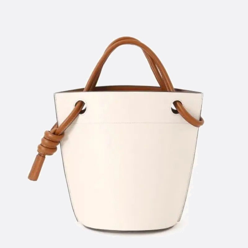 sac seau cuir blanc