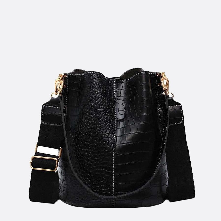 sac seau croco noir