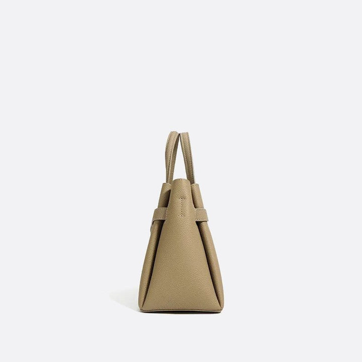 Grained Leather Bucket Handbag 