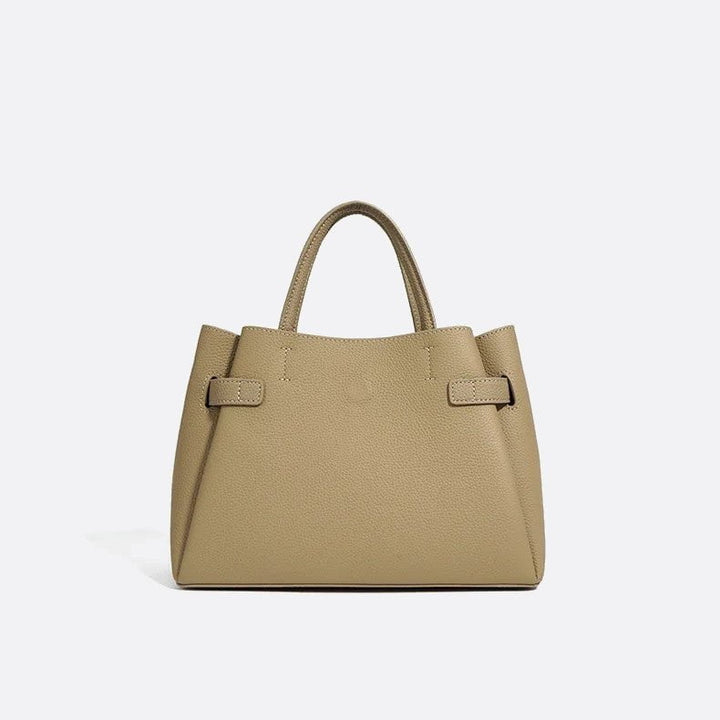 Grained Leather Bucket Handbag 