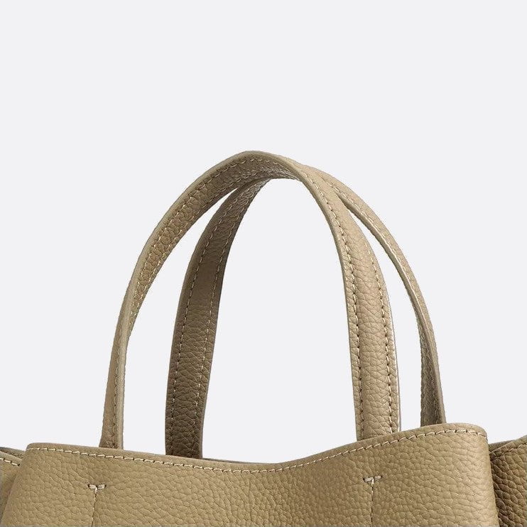 Grained Leather Bucket Handbag 