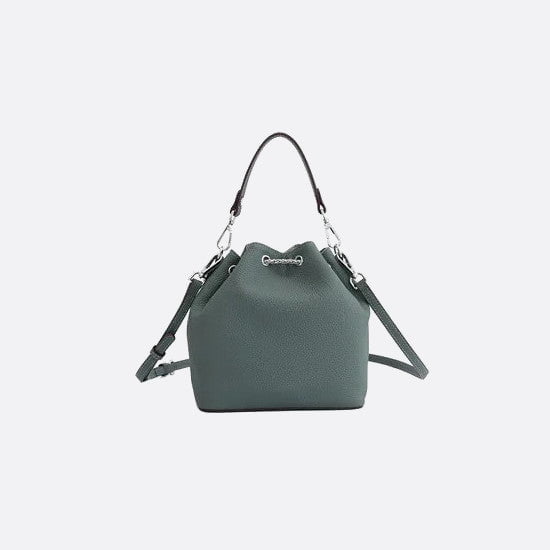 Grained Leather Bucket Handbag with Chain