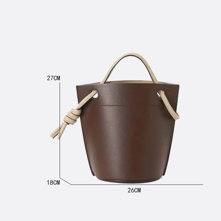 Brown Leather Bucket Handbag