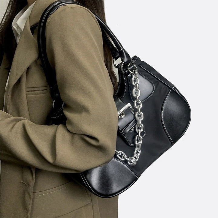 sac à main toile et cuir noir femme