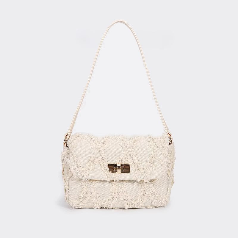 sac porté épaule en jean blanc