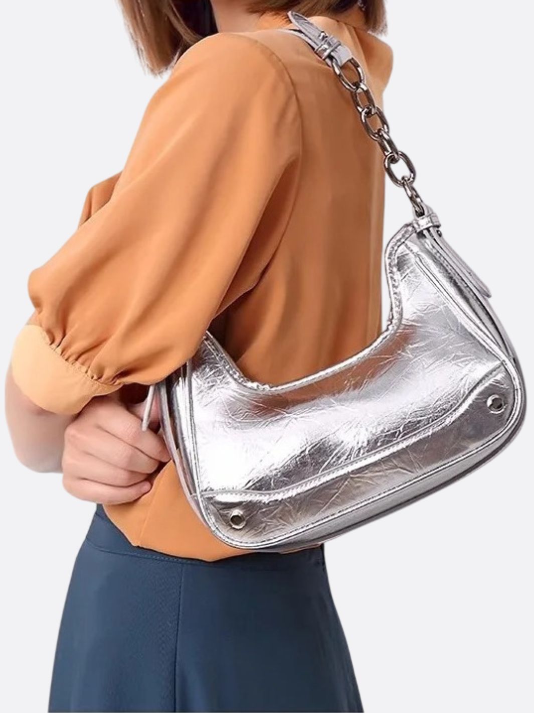 sac argenté femme