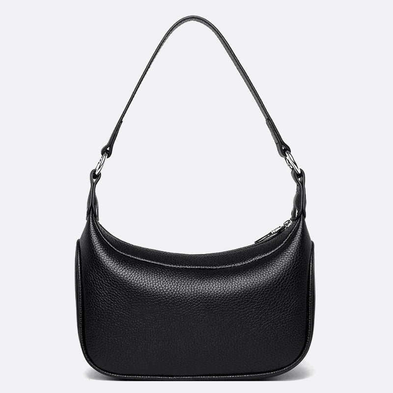 Black Leather Baguette Bag