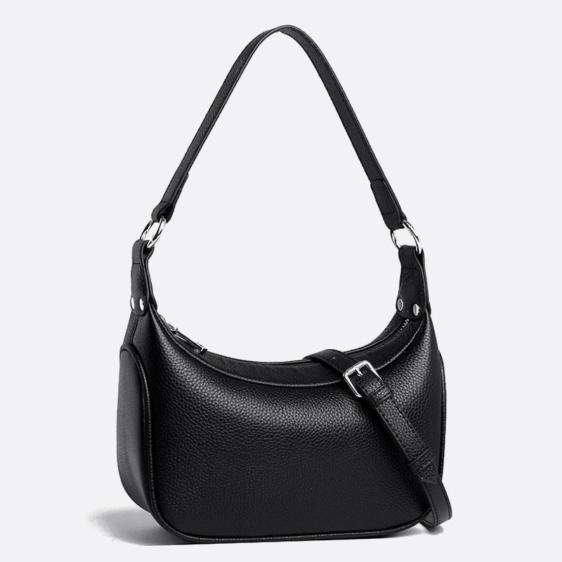 sac baguette noir cuir