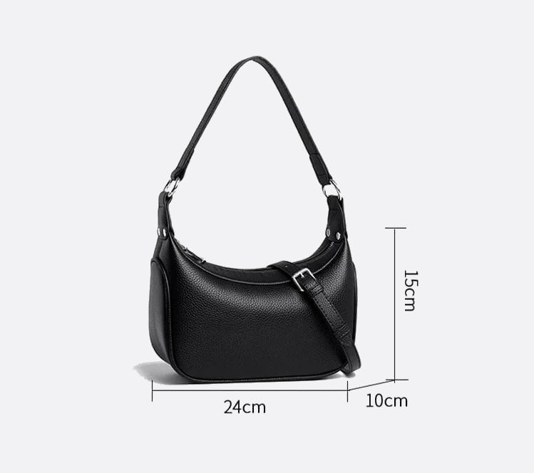 Black Leather Baguette Bag