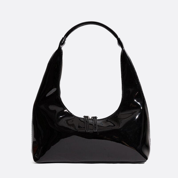 sac baguette cuir vernis noir