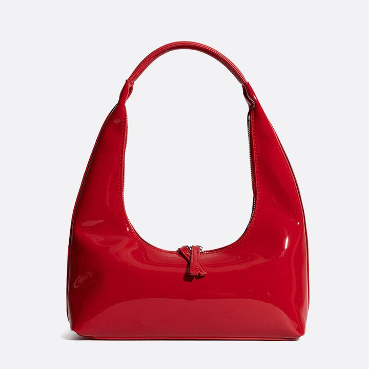 sac baguette cuir vernis rouge