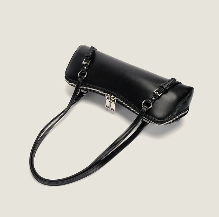 Leather shoulder bag with wide handle 