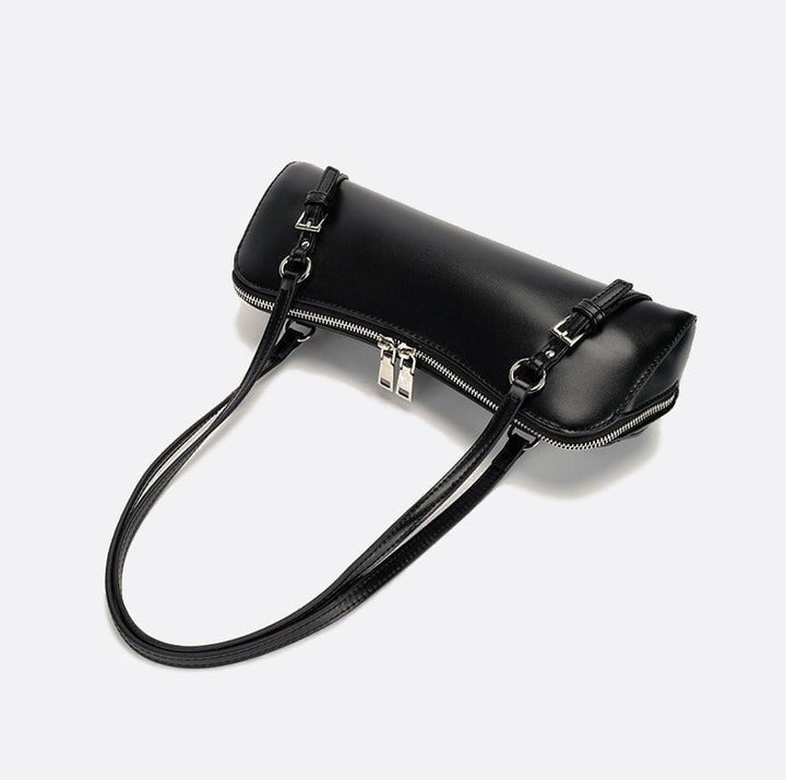 Leather shoulder bag with wide handle 