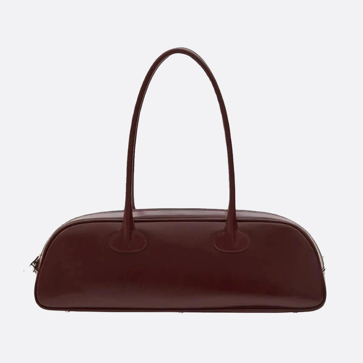 Leather shoulder bag with wide handle 