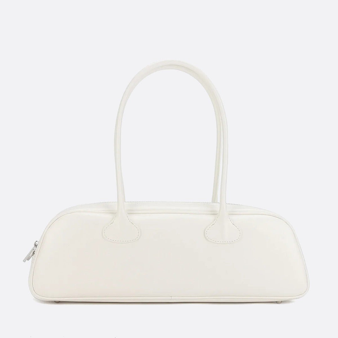 sac baguette long cuir blanc