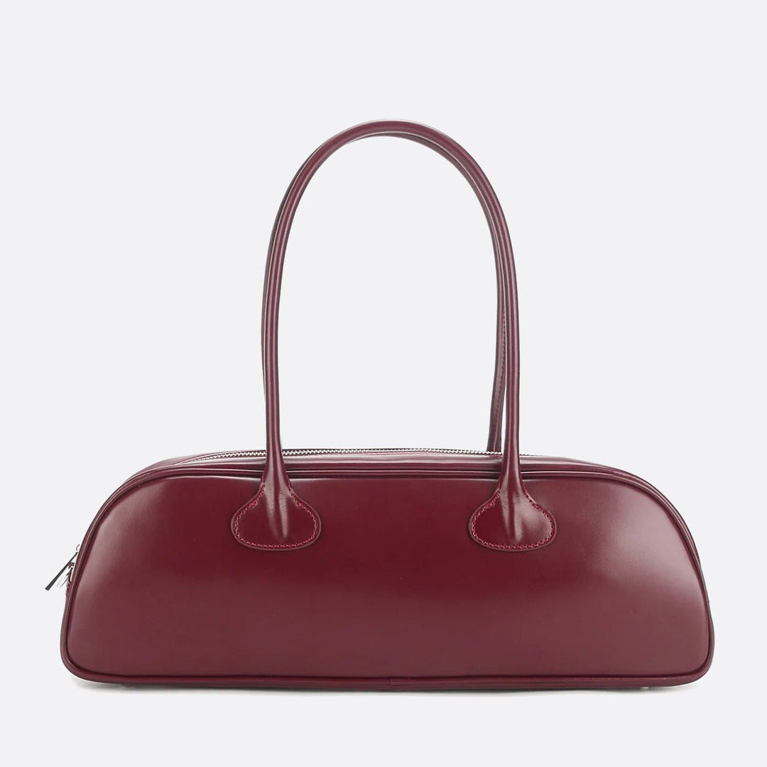 sac baguette long cuir bordeaux