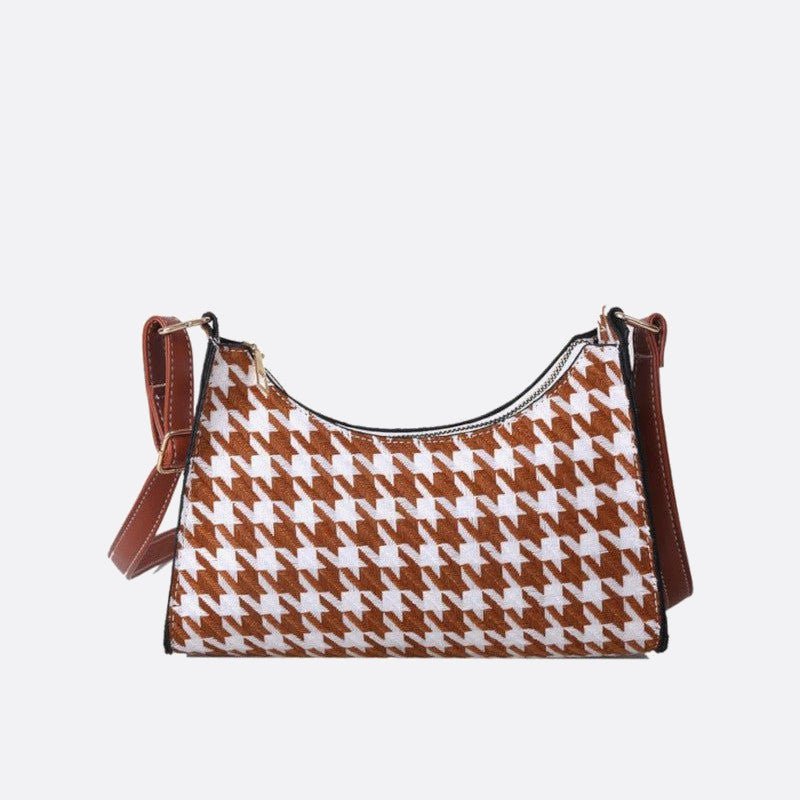 sac baguette pied de poule marron