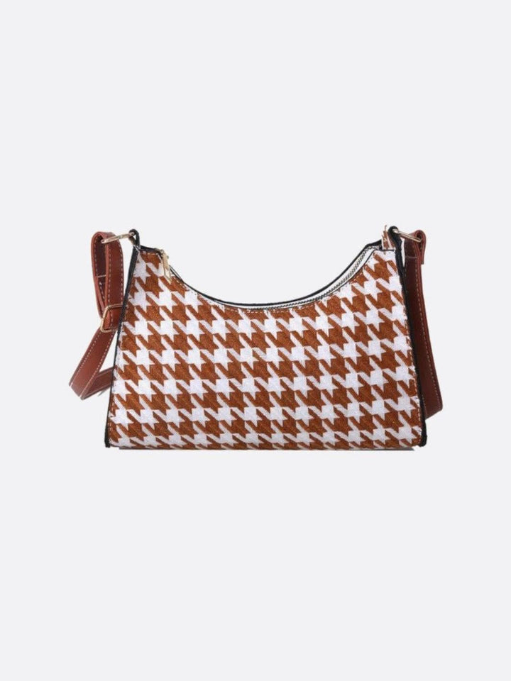 sac pied de poule marron