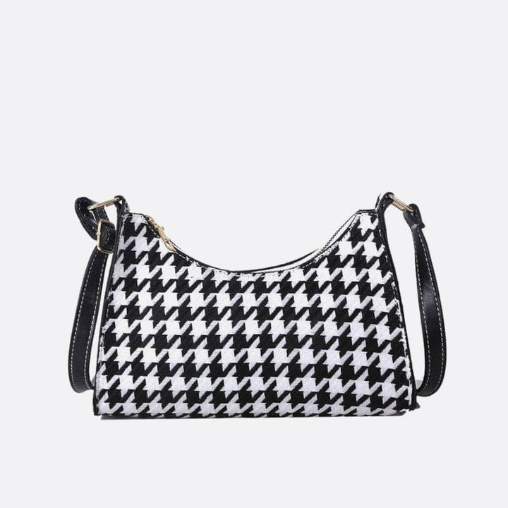 sac baguette pied de poule noir et blanc