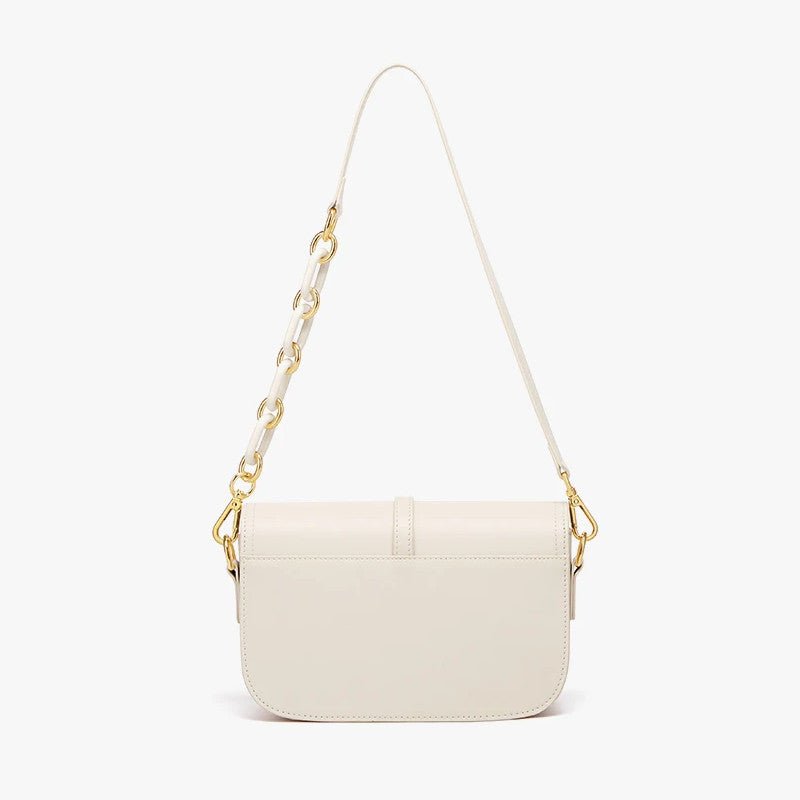 Bolso de hombro de cuero blanco