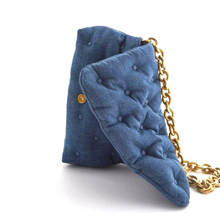 Bolso de hombro con cadena en denim acolchado