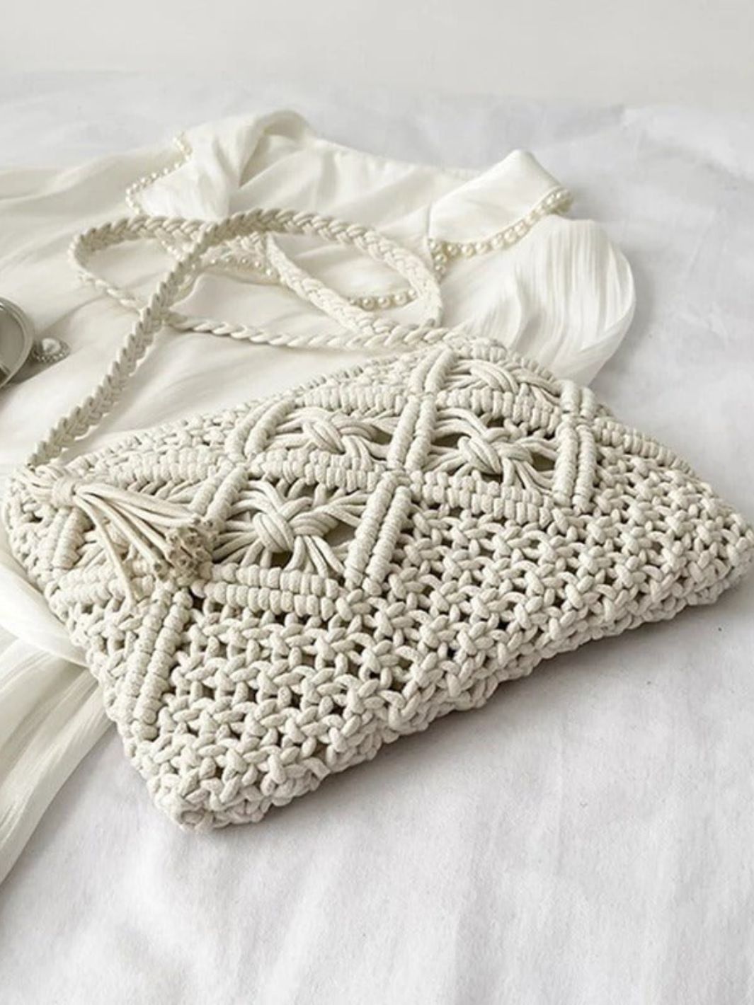 Sac bandoulière crochet blanc