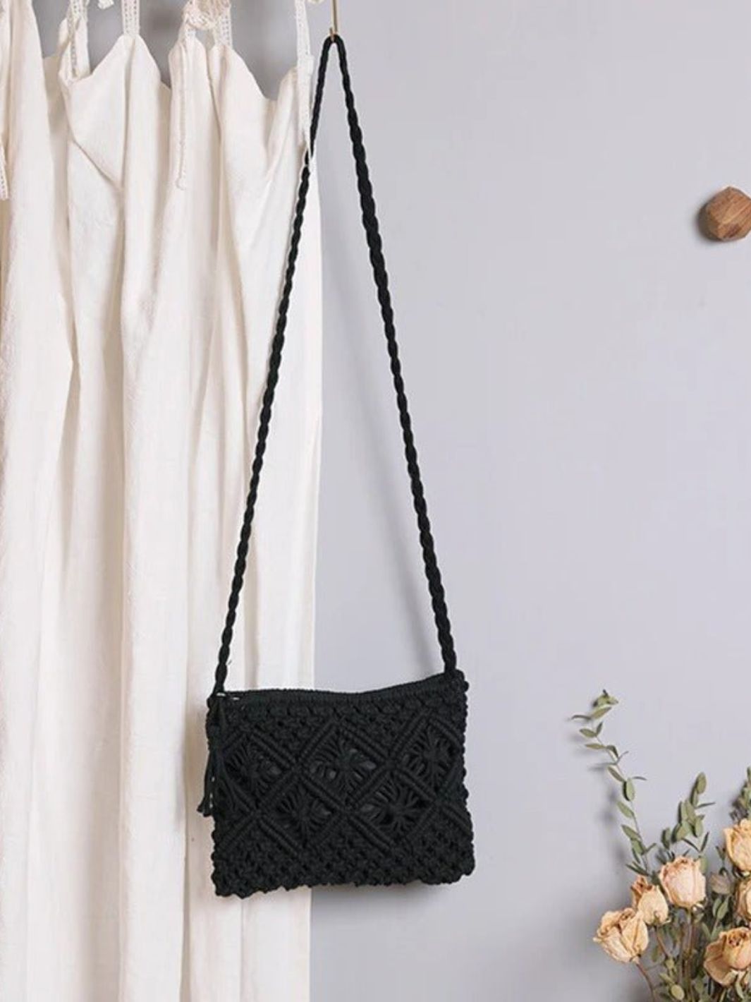 Sac bandoulière crochet noir