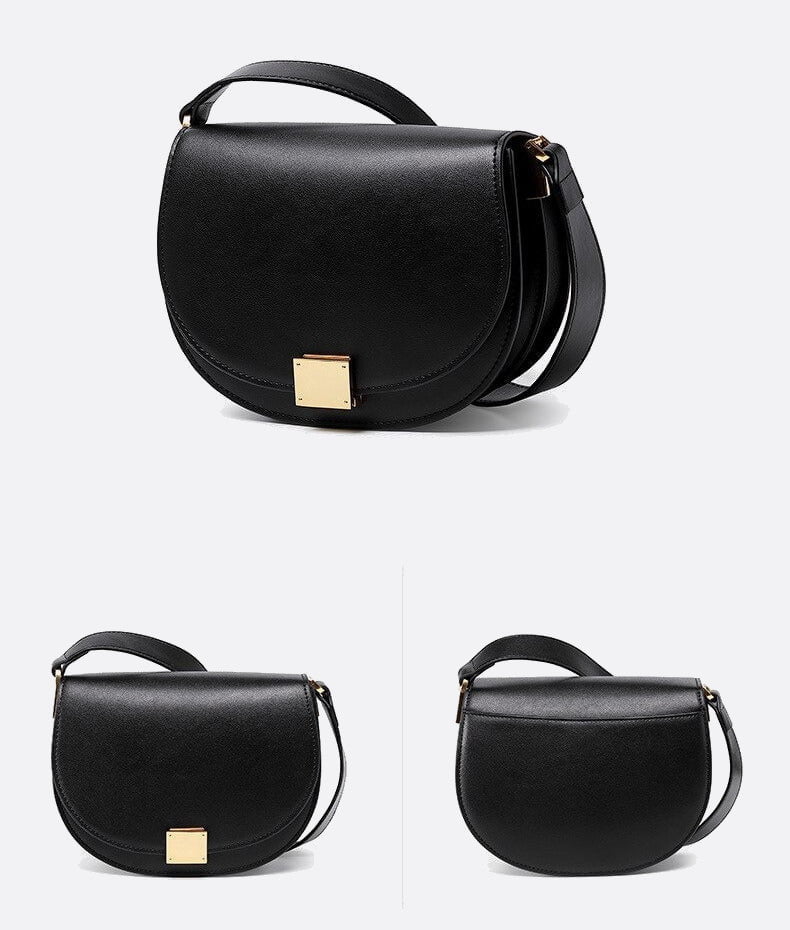 sac bandoulière cuir noir femme demi-lune