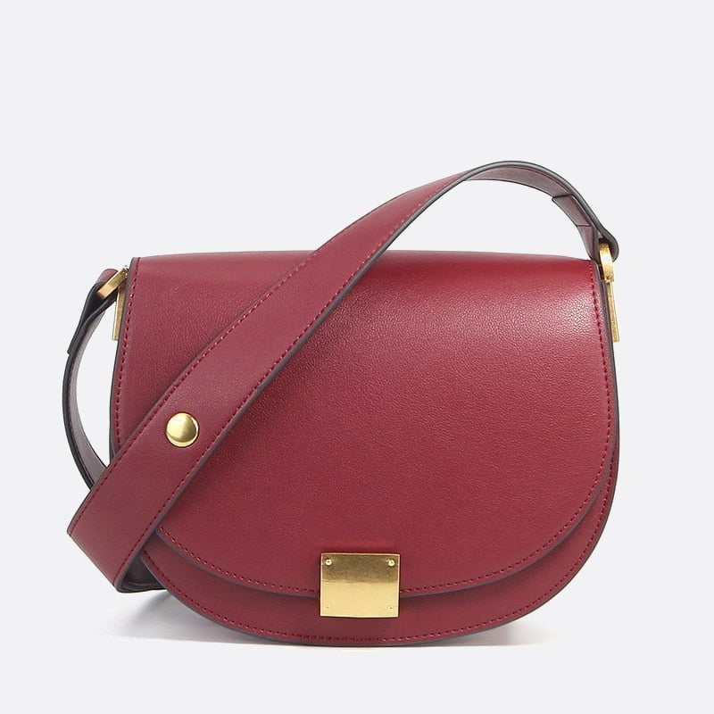 sac bandoulière cuir rouge demi-lune