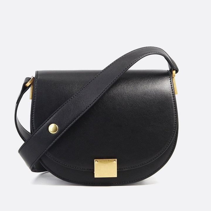 sac bandoulière cuir noir demi-lune