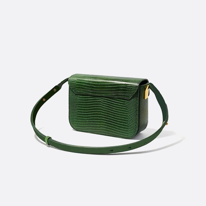 Lizard effect leather shoulder bag 