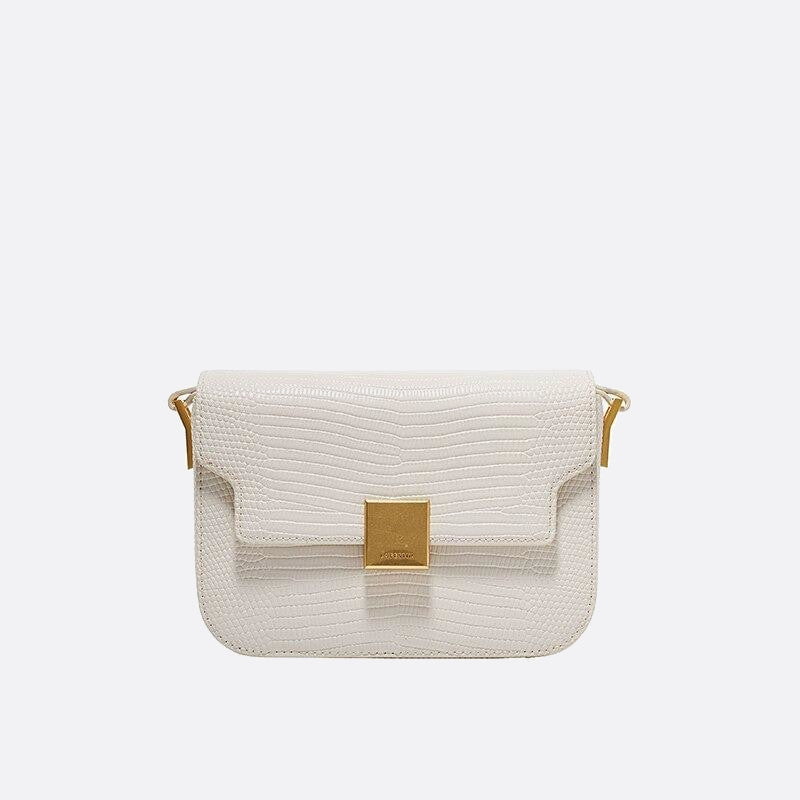 sac bandoulière cuir effet lézard blanc