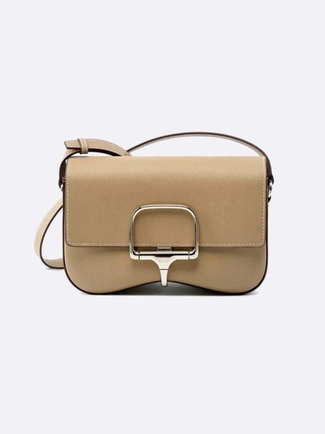 Sac bandoulière cuir lisse beige