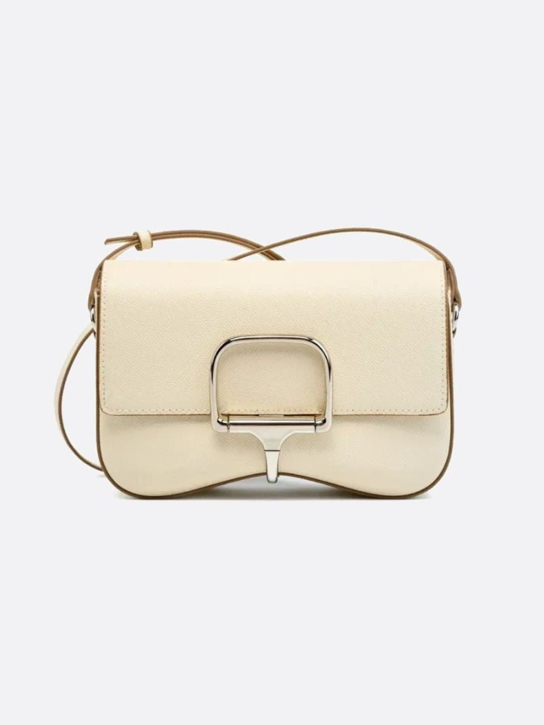 Sac bandoulière cuir lisse blanc ivoire