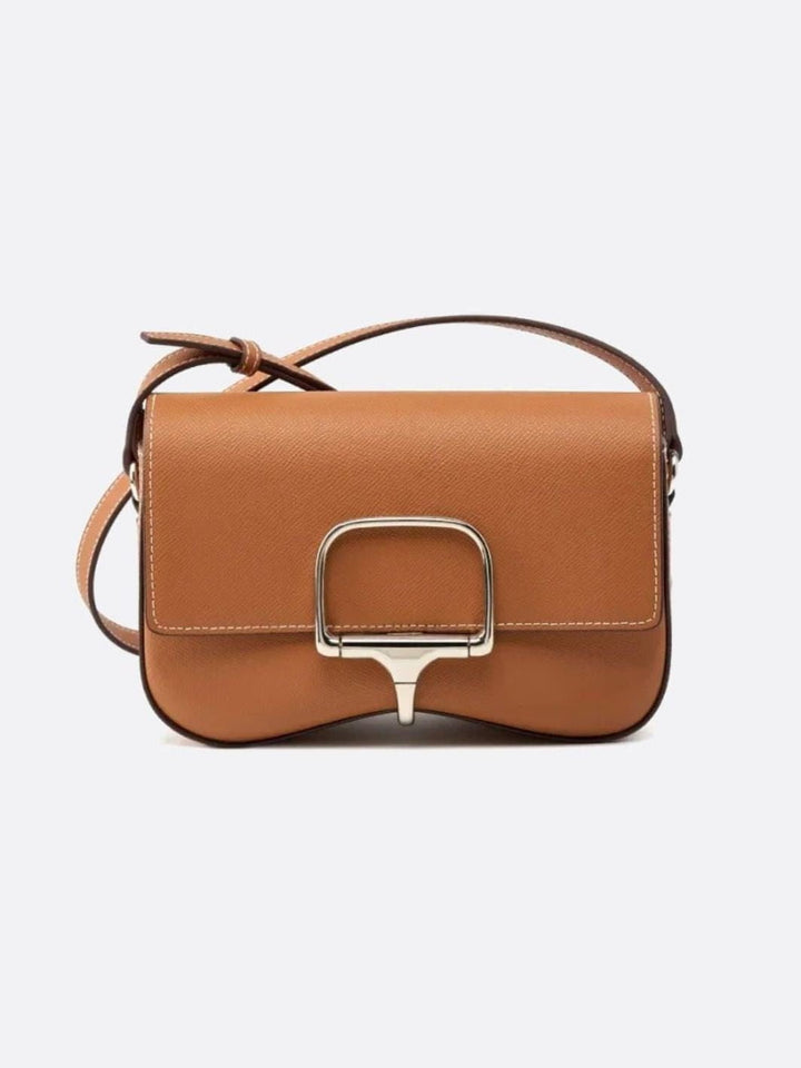 Sac bandoulière cuir lisse camel