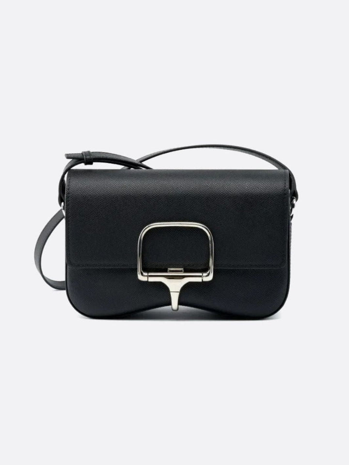 Sac bandoulière cuir lisse noir