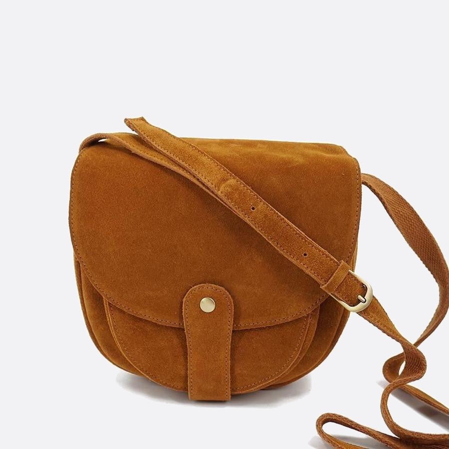 sac bandoulière daim camel