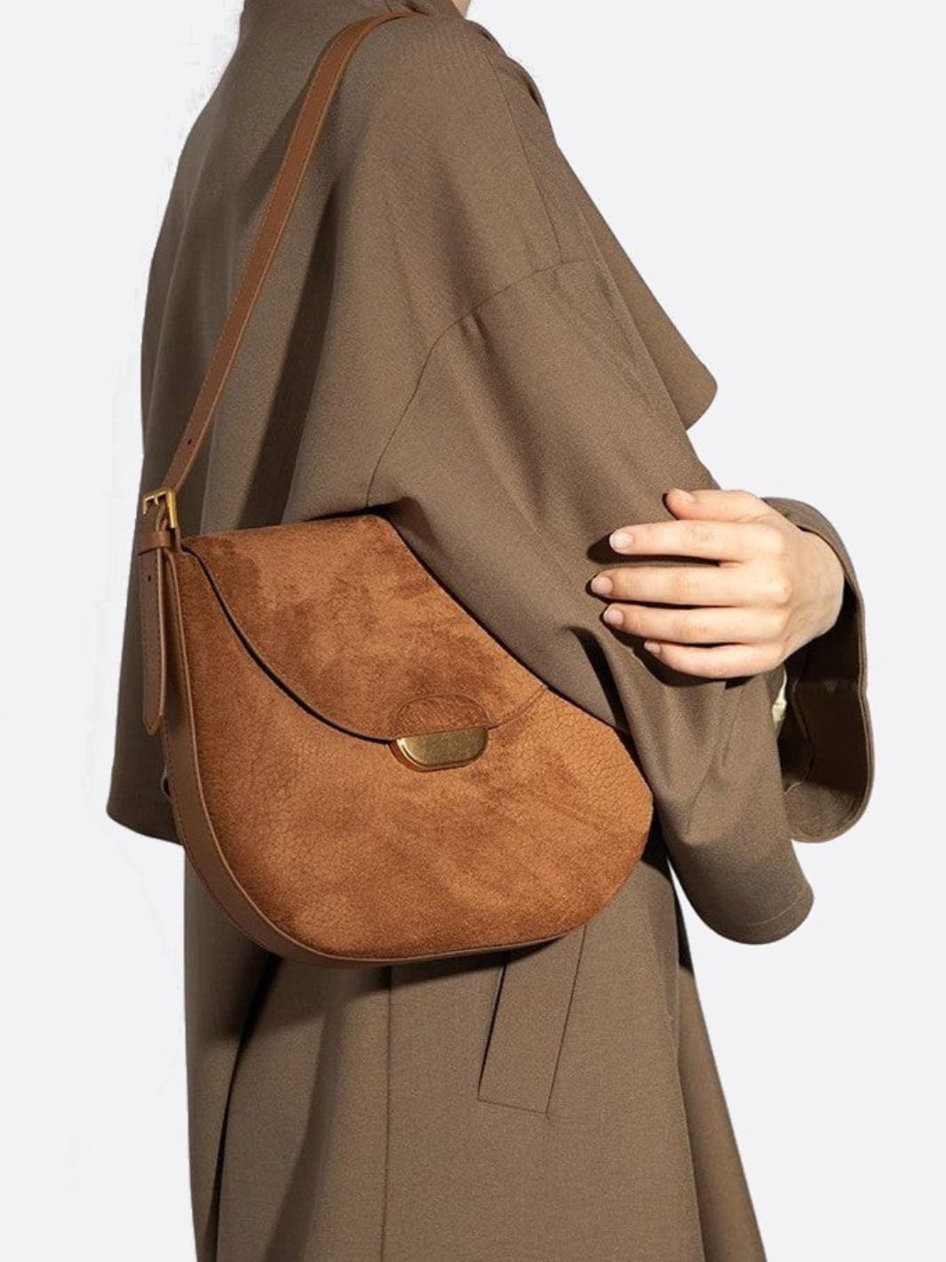 Sac demi-lune cuir camel